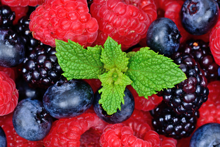 Background of colorful fresh berries close upの写真素材