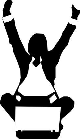 Silhouette of a person who has completed on line a true success and great news travels fast on the internet...のイラスト素材