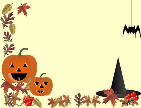 Happy Halloween with jack o lanterns and spider..のイラスト素材