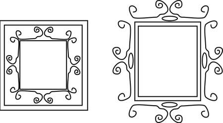 Curves, and swirls form a delicate line frame, Victorian style.. wrought iron..のイラスト素材