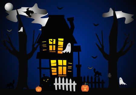 A clip art illustration of Halloween night, when THEY all come out at the house....Beware..のイラスト素材