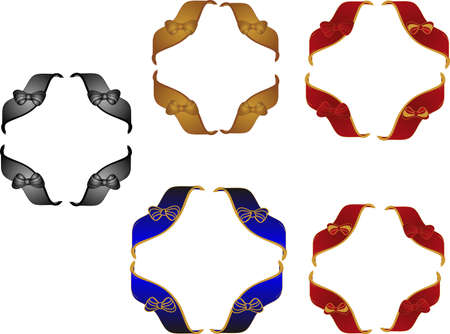 Corner ribbons and bows, to frame in a sign, board, and many other items, including gifts...のイラスト素材