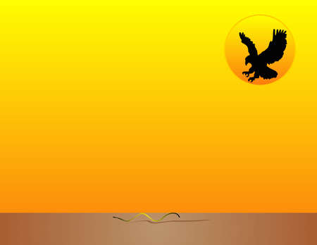 As the bird of prey goes in to scoop up the unexpecting meal, awaiting on the desert floor...のイラスト素材