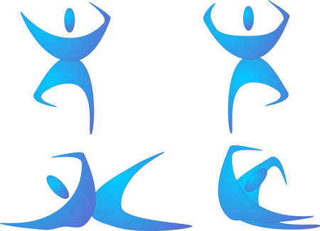 Four pictogram people having fun, doing dance moves, exercises and so much more...のイラスト素材