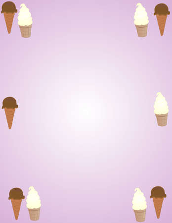  Soft and hard Ice cream cone border, background illustrationのイラスト素材