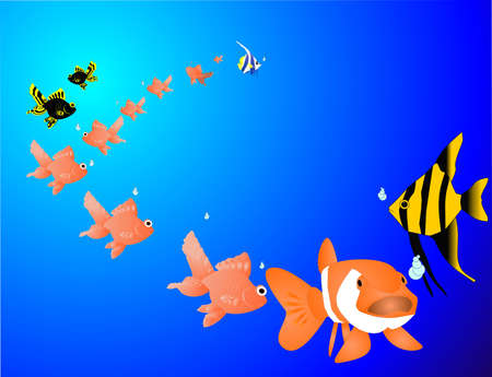 Time for change is now....Back to the school.. Tropical fish with new ideas.のイラスト素材