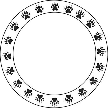 Round bear Paw border. Circular in design with a large copy space for your text.のイラスト素材