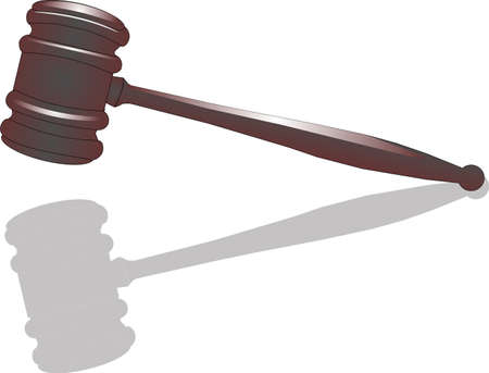 Final bid for sale or for justice. Gavel illustration with reflectionのイラスト素材