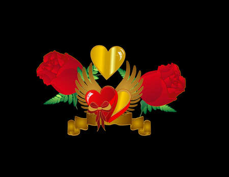 Graphic design, with a heart box, roses, and banner,for many usages for love and Valentines...Number 3 in a set of 5..のイラスト素材