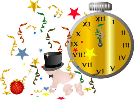 Bringing in the new year with the new Years Baby...のイラスト素材