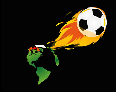 Canadian Player kicking soccer/football out into the universe...のイラスト素材