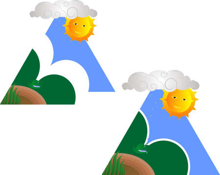  Mother Natures sunny and cloudy weather, makes all life on earth, grow...Simple in design, complex in nature..のイラスト素材