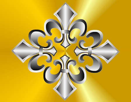 Group of 4 fluer de lis on golden backgroundのイラスト素材