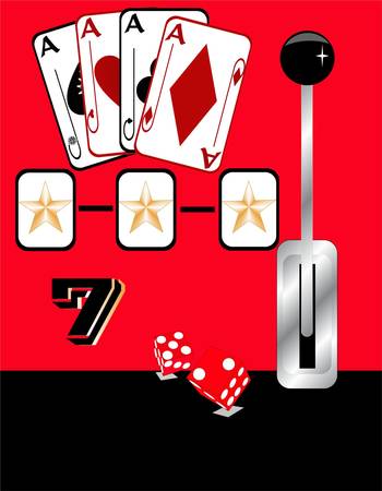 Illustration of gambling games with casino elements on a red and black backgroundのイラスト素材