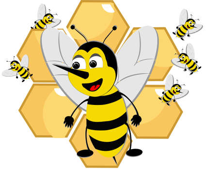 Bizzy bees swarming around honeycomb, protecting the food, and new ones, from danger..