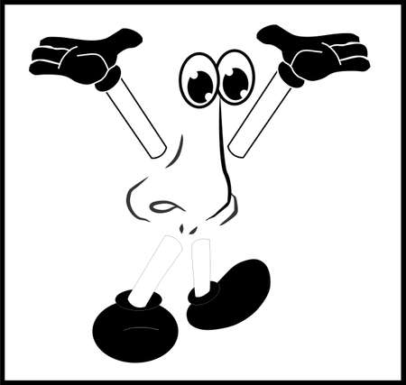 Stop being so nosey, as a nose can be, in a sketch illustration  Sticking your nose in , where it does not belong のイラスト素材