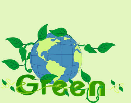 Go Green with world visions and ideas  Go green, with our environment, saving natural resources, like water, and plants   のイラスト素材