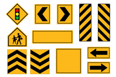 Set of road signs, Traffic signs on white backgroundのイラスト素材