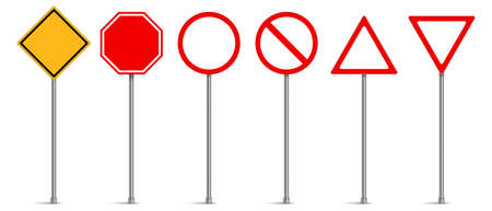 Set of road signs, Traffic signs on white backgroundのイラスト素材