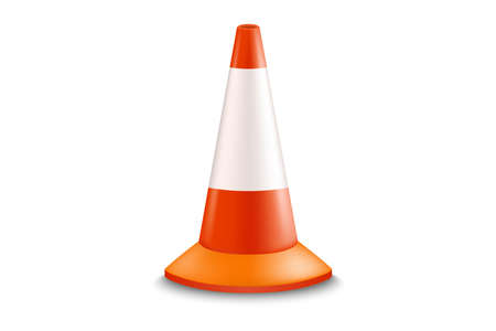 Traffic cone on white background, Orange road warning coneのイラスト素材