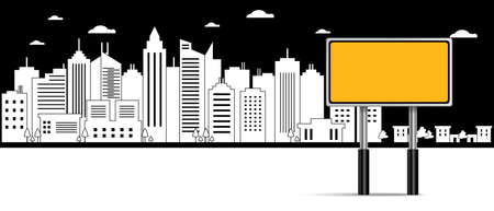 Traffic sign and cityscape black and white color background. Road sign.のイラスト素材