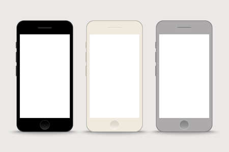 Smartphone mockup set with blank screen vector, Mobile phone for web, inforgraphics or presentation, Template for advertisingのイラスト素材