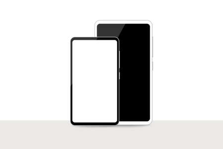Realistic smartphones with blank screen, Electronic device mockupのイラスト素材