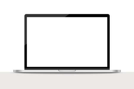 Realistic laptop with blank screen, Electronic device mockupのイラスト素材