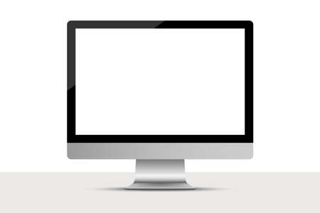 Realistic computer monitor with blank screen, Electronic device mockupのイラスト素材