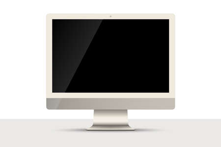 Realistic computer monitor with blank screen, Electronic device mockupのイラスト素材