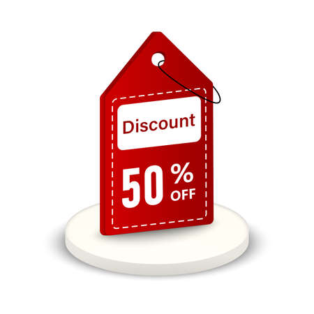 Price tags on the stand, Discount 50% label templateのイラスト素材