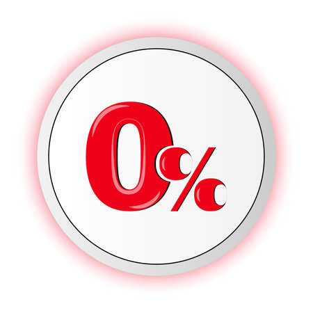Zero percent button sign, 0% for sale, 0% Financing available, 0% interest credit cardのイラスト素材