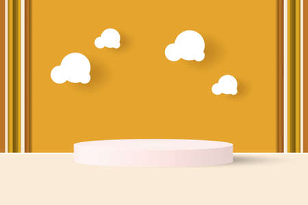 White displays podium with cloud background for products presentation, Banner for promotion saleのイラスト素材