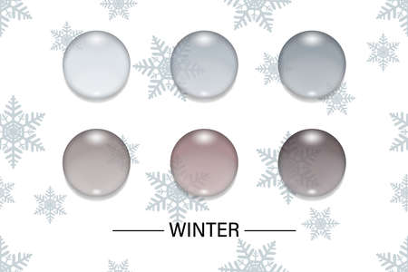 Water drops in winter tones with snowflake background.のイラスト素材
