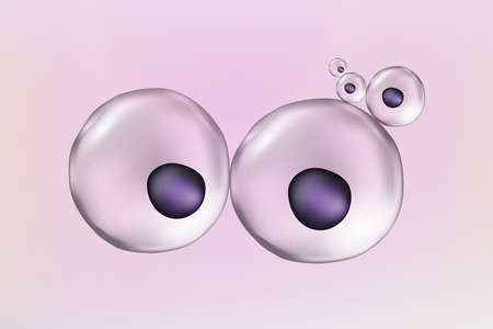 Stem cells under microscope. Biotechnology. Biology. &#xD;&#xA;Medical science.のイラスト素材