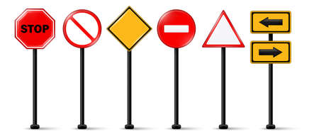 Set of road signs, Traffic signs on white backgroundのイラスト素材