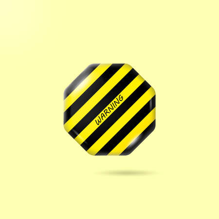 Black and yellow line striped in octagon icon. Hazard warning sign concept vector.のイラスト素材