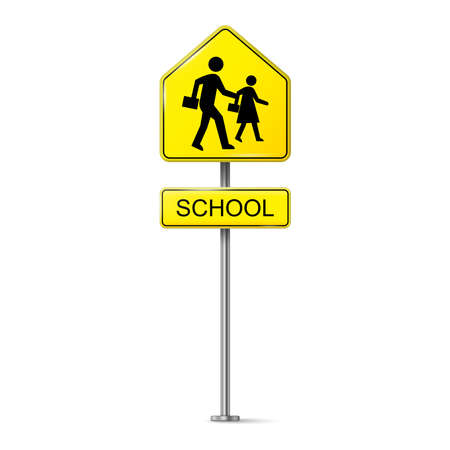 School signs zone on white background. Pedestrian. Road and Traffic signs.のイラスト素材