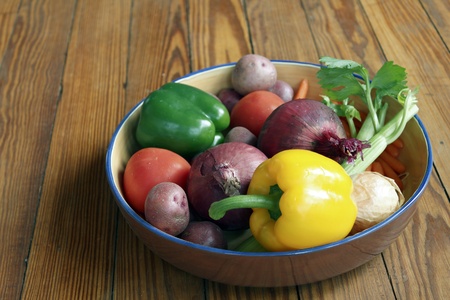 Vegetables in a bowl sideview narrow depth of fieldの写真素材