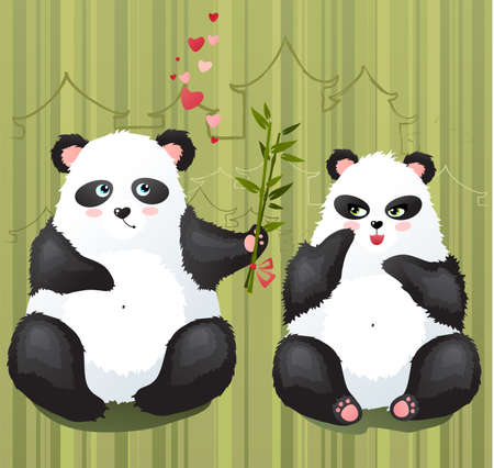 Pandas in loveのイラスト素材