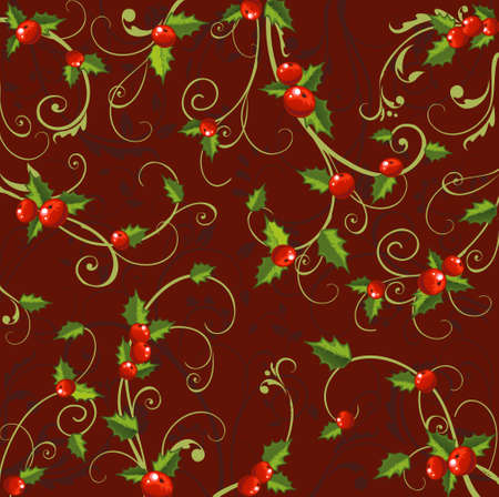 Christmas background with holly berriesのイラスト素材