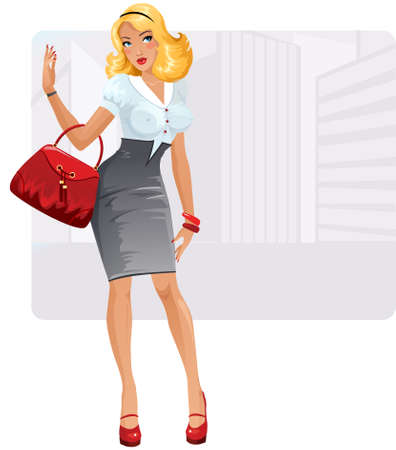 Sexy businesslady with the bagのイラスト素材