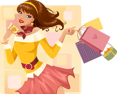 Shopping girlのイラスト素材