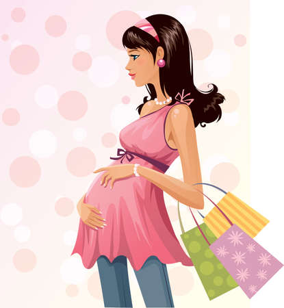 Beautiful pregnant shopperのイラスト素材