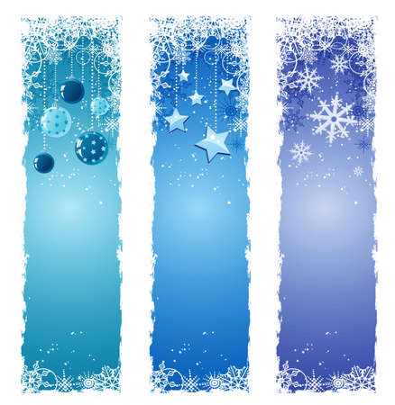 Blue Christmas bannersのイラスト素材