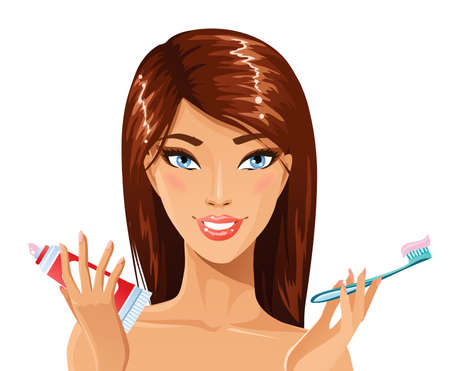 Brushing teethのイラスト素材