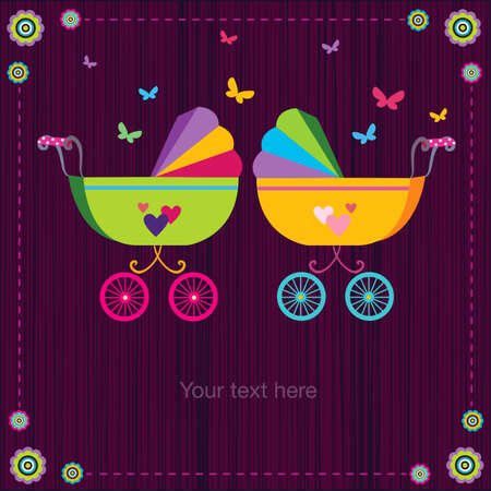 Background with two baby strollersのイラスト素材