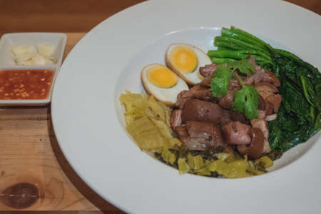 Braised pig knuckles on the tableの写真素材