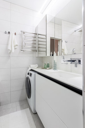 Bright elegant bathroom interior in a luxury house.の写真素材