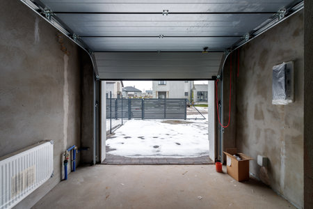 Repairs in the building. Building with a metal staircase at the time of renovation. Construction site in the house without people. Construction of a new house. construction and architecture.の写真素材